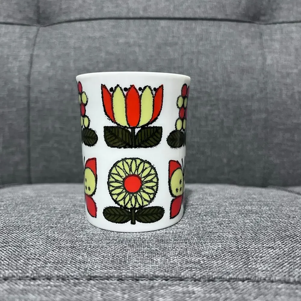 Vintage 1960s Otagiri Butterfly Flower Coffee Mug Porcelain Made Singapore